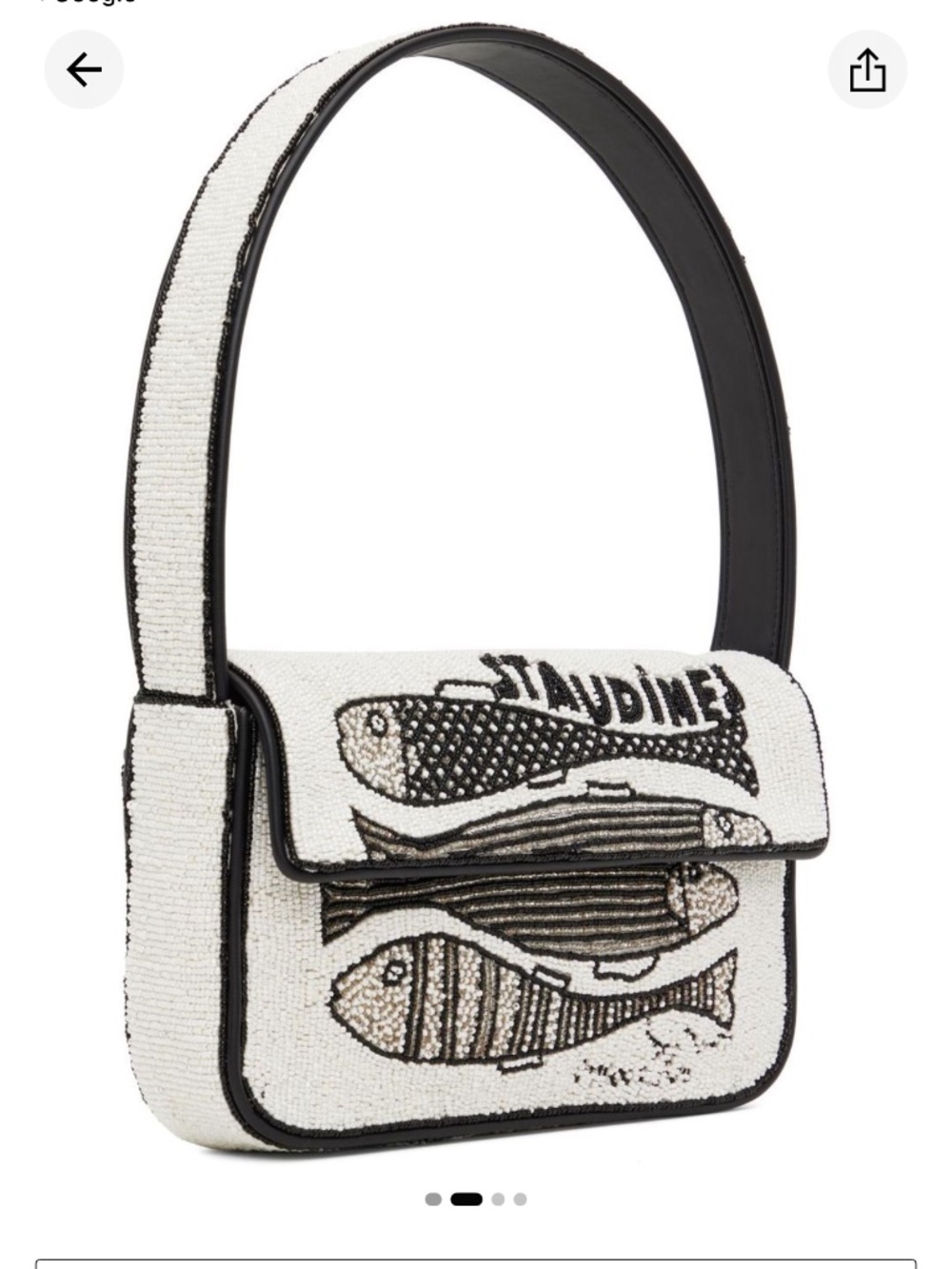 STAUD BEADED TOMMY BAG STAUDINES BLACK WHITE NWOT Limited Collection - Picture 6 of 8